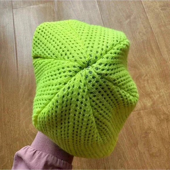 Champion Neon Green Crochet Outdoor Running Athleisure Beanie, OS - Picture 9 of 15